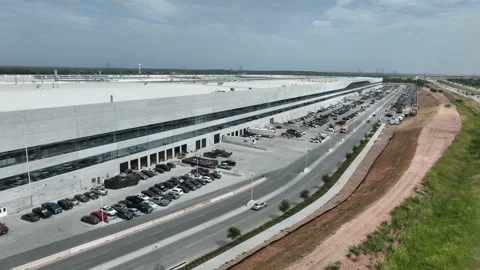 Tesla manufacturing facility in Austin, TX. Giga Texas in USA. American Stock Footage 199286936