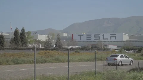 Tesla - Manufacturing Plant (Freeway) Stock Footage 96001122