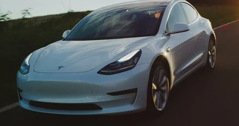 Tesla Model 3 Electric Car Stock Footage 89520962