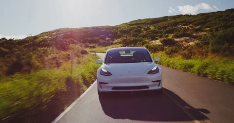 Tesla Model 3 Electric Car Stock Footage