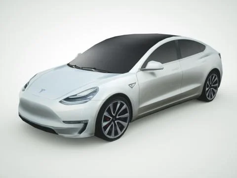 Tesla Model 3 silver 3D Model