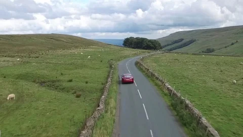 Tesla Model S aerial Video stock 80651151