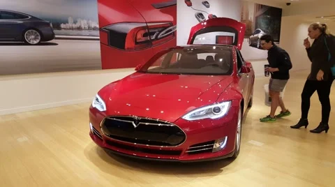 Tesla Model S car on display in Palo Alto, CA Stock Footage 59758503