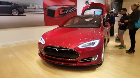 Tesla Model S car on display in Palo Alto, CA Stock Footage 59758526