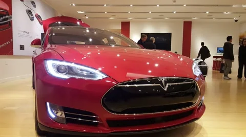 Tesla Model S car on display in Palo Alto, CA Stock Footage 59758529