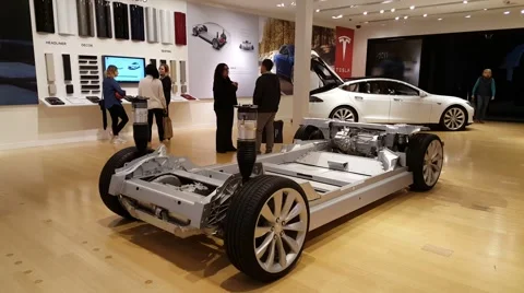 Tesla Model S car on display in Palo Alto, CA Stock Footage 59758546