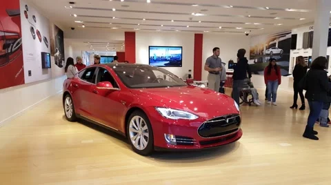 Tesla Model S car on display in Palo Alto, CA Stock Footage 59758673