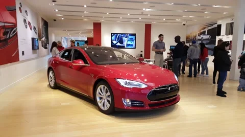 Tesla Model S car on display in Palo Alto, CA Stock Footage 59758687