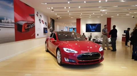Tesla Model S car on display in Palo Alto, CA Stock Footage 59758709