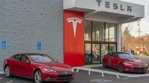Tesla Model S car on display on Jan 24, 2016 in Palo Alto, CA Stock Footage 60217260