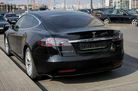 Tesla Model S fully electric car Stock Photos
