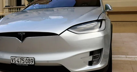 Tesla Model X Closeup Video stock 145189439