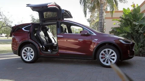 Tesla Model X - Falcon Doors and Hatch C... | Stock Video | Pond5