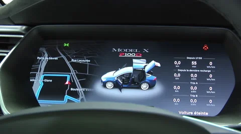 Tesla Model X P100D Instrument Panel Stock Footage 68423645