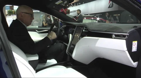 Tesla Model X P100D. Touchscreen Overview, Instrument Panel Stock Footage 68398198