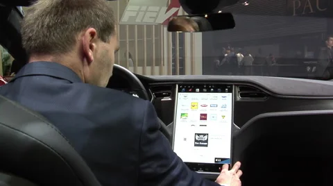 Tesla Model X Touch screen Stock Footage 68430377