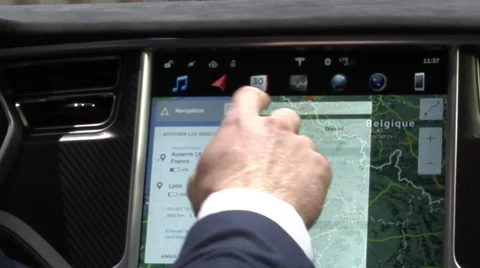 Tesla Model X_Touch screen Stock Footage