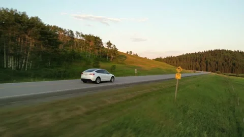 Tesla Model Y Evening Driving Stock Footage 202291493