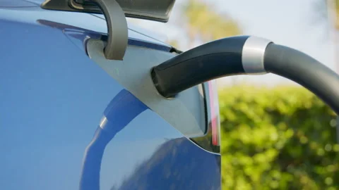 Tesla Plugged In Stock Footage 130295932