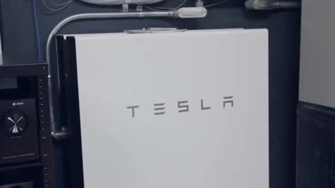 Tesla Powerwall coming into focus Stock Footage