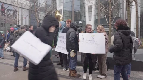 Tesla Protest - Boston, MA, US Stock Footage 306496131