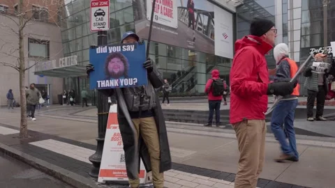 Tesla Protest - Boston, MA, US Stock Footage 306496135