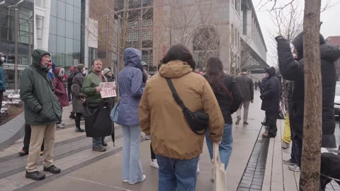 Tesla Protest - Boston, MA, US Stock Footage 306496183