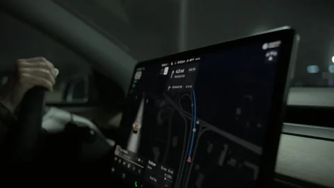 Tesla screen in display, natural light scene 库存影片 330983329