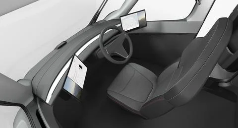Tesla Semi Truck With Trailer Simple Interior 3d Model