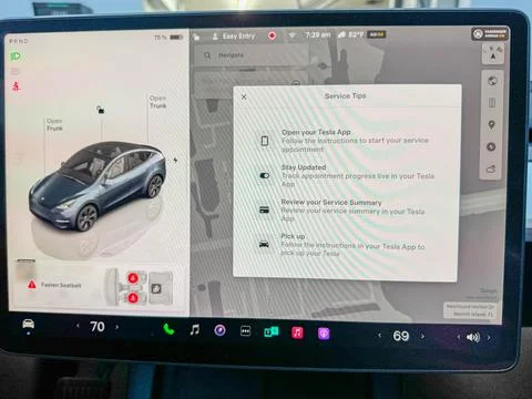 The Tesla Service screen on the Tesla App. Foto stock