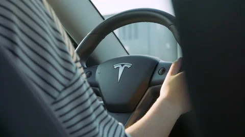 Tesla Steering wheel Stock Footage 130296085