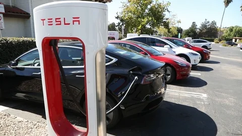 Tesla SuperCharger Stock Footage 97914552