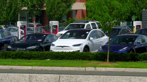 TESLA - VARIOUS BROLL ANGLES, DEALERSHIP, CARS, ELECTRIC VEHICLES Stock Footage 151124681