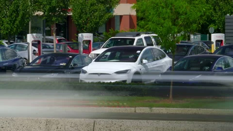 TESLA - VARIOUS BROLL ANGLES, DEALERSHIP, CARS, ELECTRIC VEHICLES Stock Footage 151124843