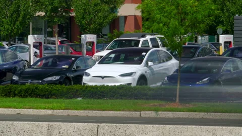 TESLA - VARIOUS BROLL ANGLES, DEALERSHIP, CARS, ELECTRIC VEHICLES Stock Footage 151124862