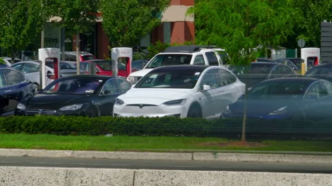 TESLA - VARIOUS BROLL ANGLES, DEALERSHIP, CARS, ELECTRIC VEHICLES Stock Footage 151124926