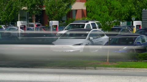 TESLA - VARIOUS BROLL ANGLES, DEALERSHIP, CARS, ELECTRIC VEHICLES Stock Footage 151124993