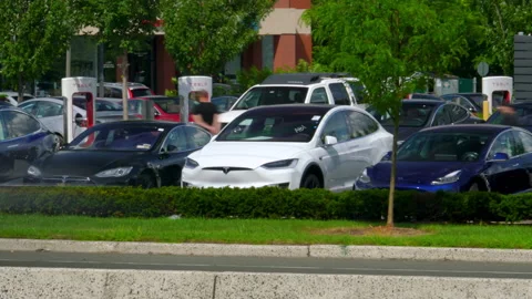 TESLA - VARIOUS BROLL ANGLES, DEALERSHIP, CARS, ELECTRIC VEHICLES Stock Footage 151125010