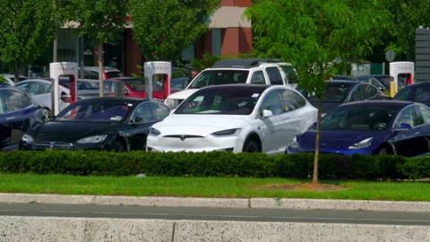 TESLA - VARIOUS BROLL ANGLES, DEALERSHIP, CARS, ELECTRIC VEHICLES Stock Footage 151125030