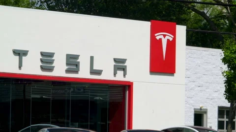 TESLA - VARIOUS BROLL ANGLES, DEALERSHIP, CARS, ELECTRIC VEHICLES Stock Footage 151125114