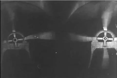 Test and examples of the aerodynamics of airplanes and boats in the 1940s Stock Footage 99843857