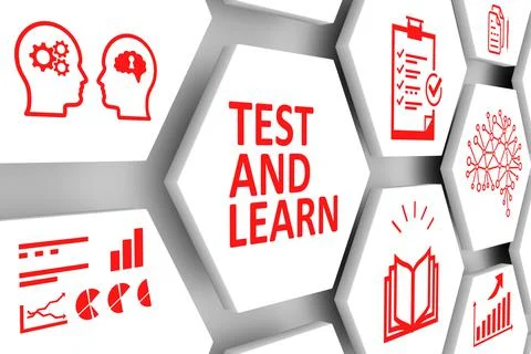 TEST AND LEARN concept cell background 3d illustration Stock Illustration