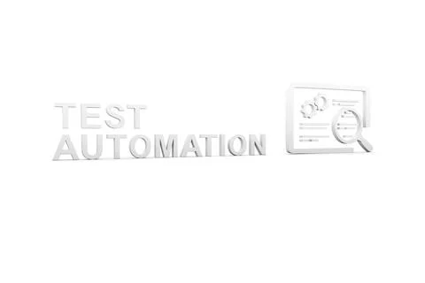 TEST AUTOMATION concept white background 3d render illustration Illustrazione stock