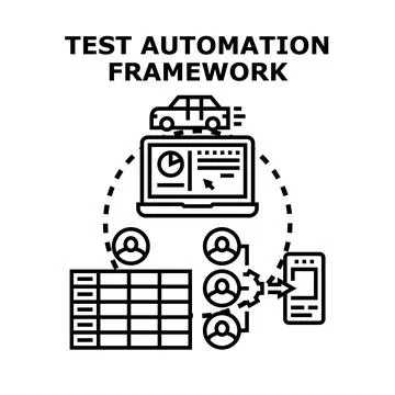 Test automation framework managing software quality development Stock Illustration