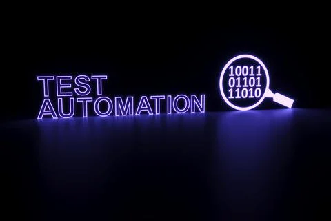 TEST AUTOMATION neon concept self illumination background 3D illustration 스톡 일러스트