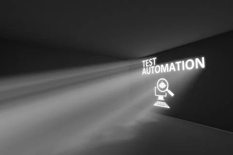 TEST AUTOMATION  rays volume light concept 3d illustration Stock-Illustration
