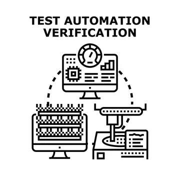 Test automation verification process evaluating quality control product Stock-Illustration