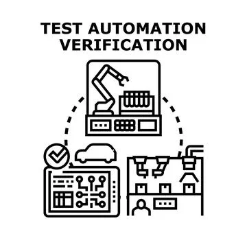 Test automation verification process with industrial robots Stock Illustration