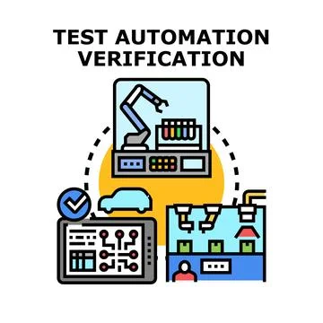 Test automation verification process with industrial robots 스톡 일러스트