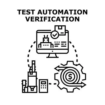 Test automation verification process optimizing industrial production Ilustração Stock